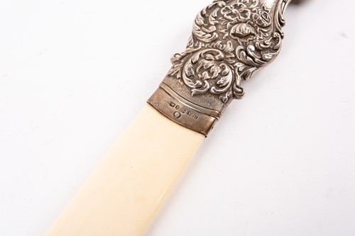 Lot 103 - A late Victorian silver and ivory page turner,...