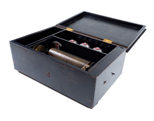 Lot 268 - A 19th century Swiss music box in ebonised...