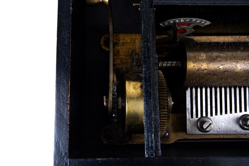Lot 268 - A 19th century Swiss music box in ebonised...