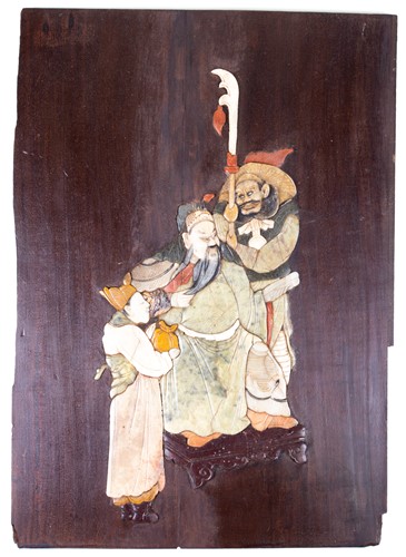 Lot 149 - 中国，嵌滑石木板画一副，19世纪中期