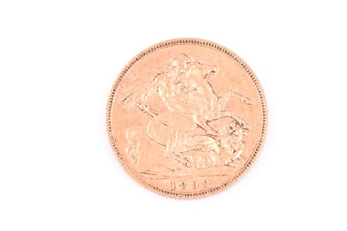 Lot 399 - A late Victorian full sovereign coin, dated 1893.