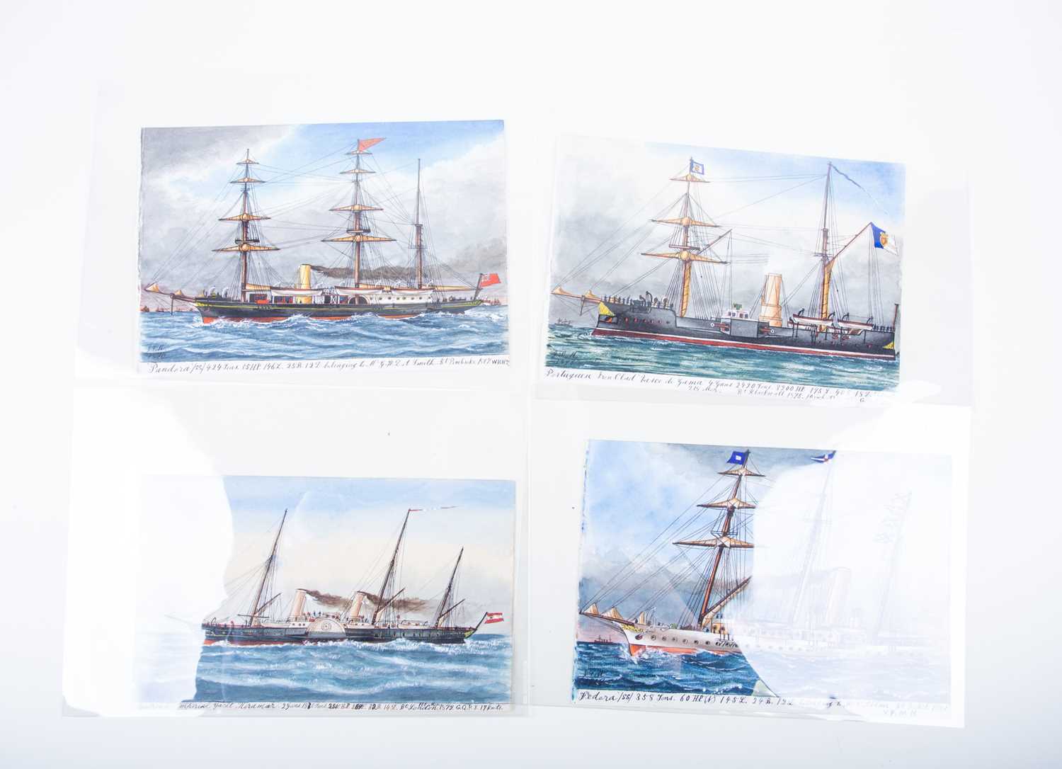 Lot 37 - A group of four unframed maritime watercolours,...