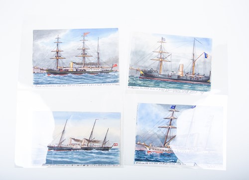 Lot 37 - A group of four unframed maritime watercolours,...