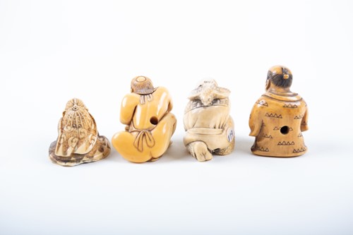 Lot 130 - Four Japanese carved ivory netsukes, Meiji...