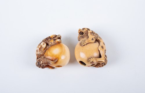 Lot 162 - Two Japanese carved ivory netsukes, 19th...