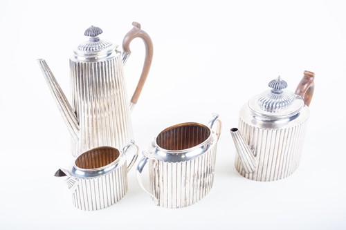 Lot 451 - A Victorian four-piece silver teaset, London...