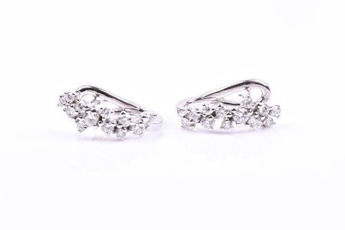 Lot 721 - A pair of 18ct white gold and diamond...