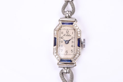 Lot 364 - An Art Deco 18ct gold, diamond and synthetic...