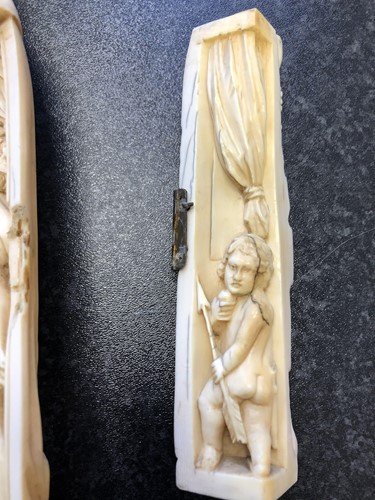 Lot 251 - A 19th century Dieppe ivory carved triptych...