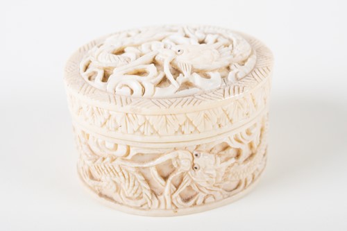 Lot 161 - A 19th century ivory oval box and cover, with...