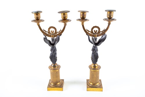 Lot 242 - A pair of French Empire period ormolu and...