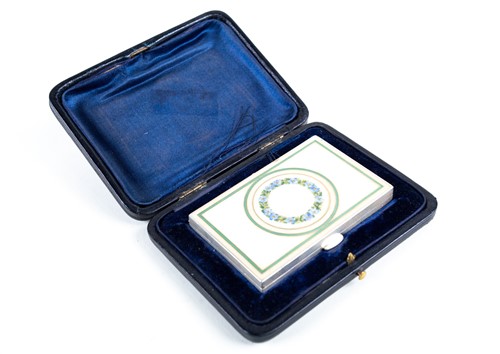 Lot 455 - A French silver and enamel card case, of...