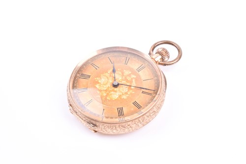 Lot 634 - A 14ct yellow gold cased fob watch, the case...