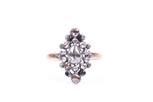 Lot 705 - A 19th century gold, silver, and diamond ring,...