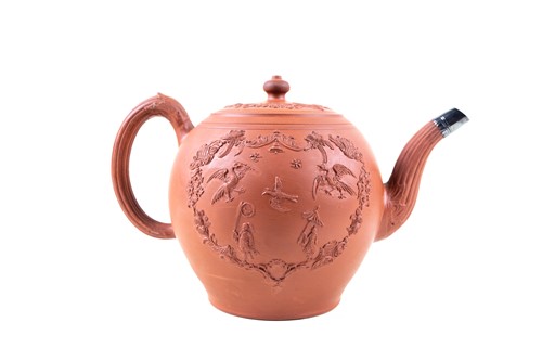 Lot 214 - A large red stoneware teapot attributed to...