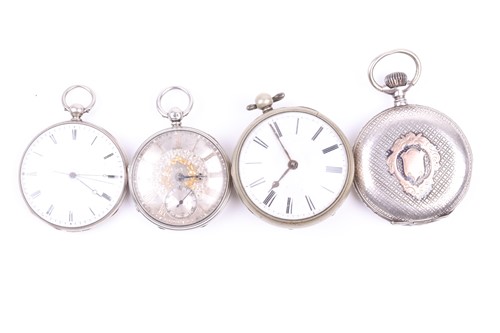 Lot 343 - A Victorian silver pocket watch, with silvered...