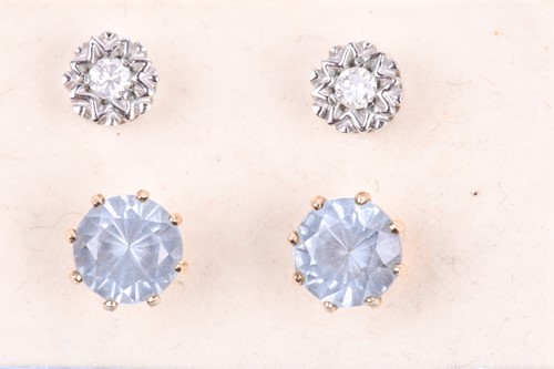 Lot 714 - A pair of 9ct yellow and white gold earrings,...