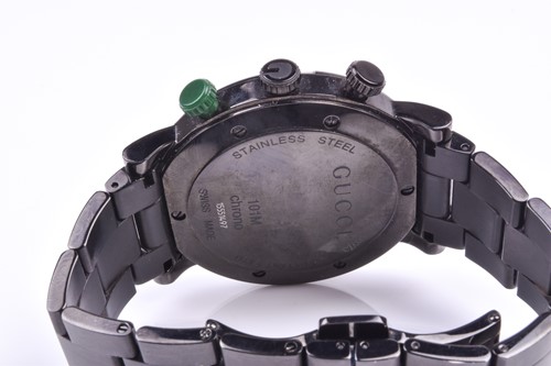 Lot 392 - A Gucci black PVD stainless steel chronograph...