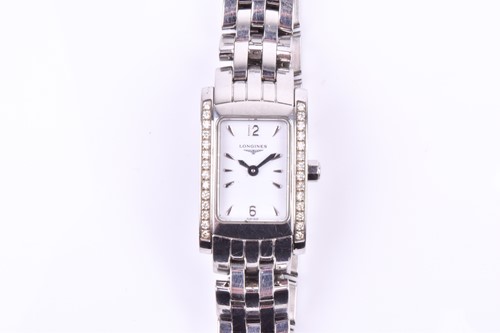 Lot 353 - A Longines ladies stainless steel wristwatch,...