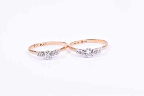 Lot 707 - An 18ct yellow gold and solitaire diamond ring,...