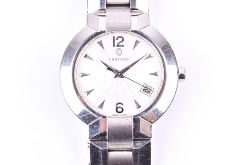 Lot 387 - A Concord stainless steel wristwatch, the...