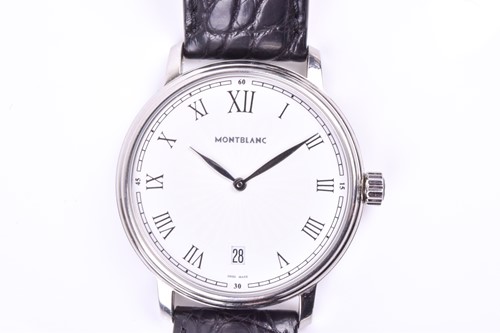 Lot 336 - A Montblanc Tradition stainless steel quartz...