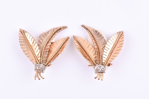 Lot 788 - A pair of mid 20th century yellow metal...