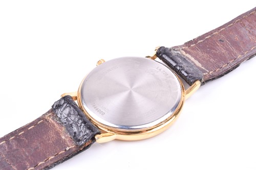 Lot 342 - A Longines gold plated wristwatch, the white...