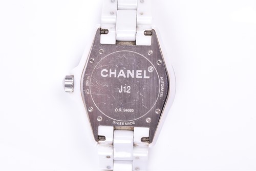Lot 351 - A Chanel 'J12' white ceramic and diamond...