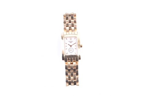 Lot 360 - A Longines ladies gold plated wristwatch, the...