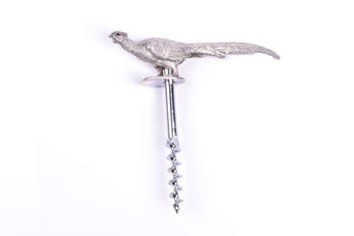 Lot 456 - A silver corkscrew, the handle formed as a...