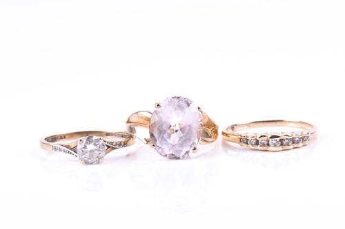 Lot 444 - A seven stone half hoop diamond ring the...