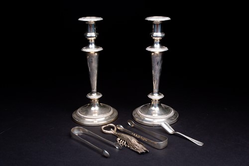 Lot 153 - A pair of silver candlesticks, Sheffield 1976,...
