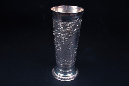 Lot 124 - A late Victorian tall silver vase, Sheffield...