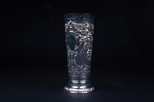 Lot 124 - A late Victorian tall silver vase, Sheffield...