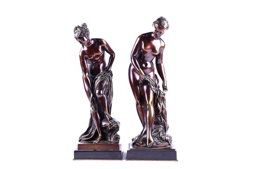 Lot 380 - A near pair of late 19th century patinated...