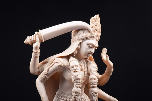 Lot 288 - A superbly carved ivory figure of Kali, late...