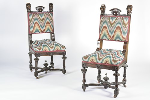 Lot 137 - A set of six Victorian dark oak chairs, late...