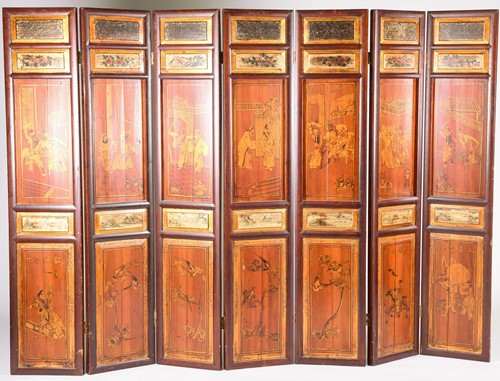 Lot 281 - A Chinese screen, early 20th century, with...