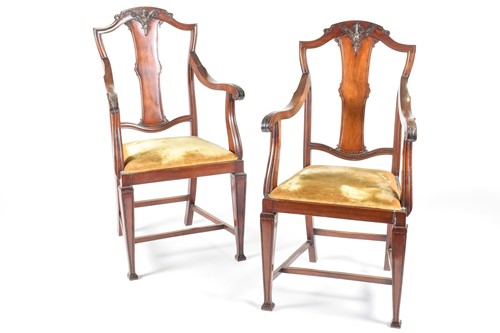 Lot 153 - A set of six mahogany dining chairs, circa...