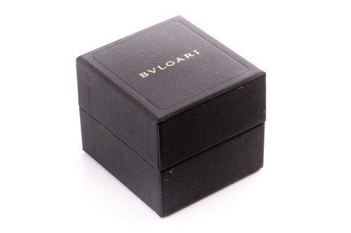Lot 496 - Bulgari. An 18ct white gold ring, engraved...