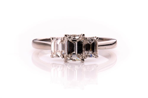 Lot 851 - An 18ct white gold and diamond ring, set with...