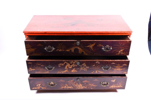 Lot 173 - A Geo III lacquered chinoiserie chest, 18th...