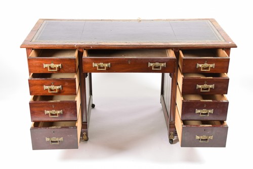 Lot 191 - A Victorian mahogany veneered aesthetic desk,...