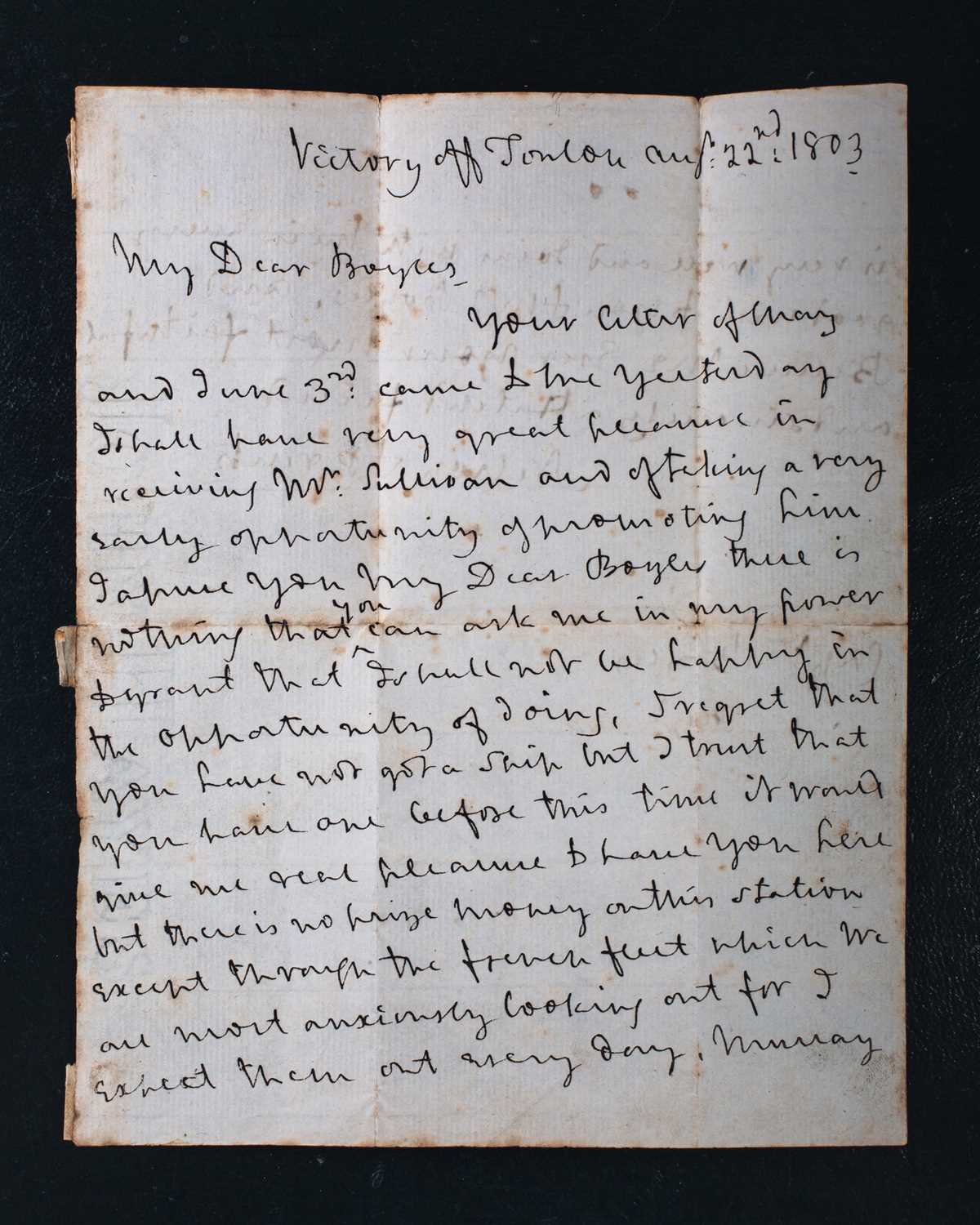 Lot 487 - A letter from Viscount Horatio Nelson...