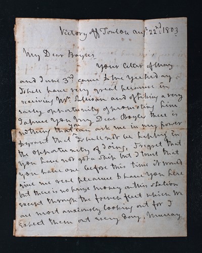 Lot 487 - A letter from Viscount Horatio Nelson...