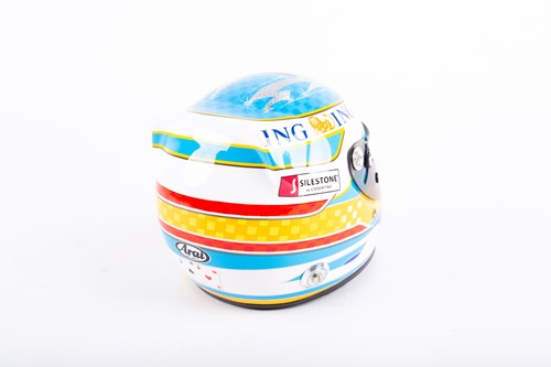 Lot 526 - A signed Fernando Alonso F1 miniature helmet,...