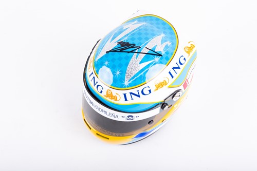 Lot 526 - A signed Fernando Alonso F1 miniature helmet,...