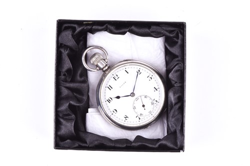 Lot 210 - A Rolex Silver Pocket Watch, the white enamel...