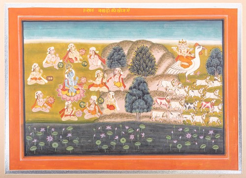 Lot 309 - Indian school, Krishna and disciples watching...